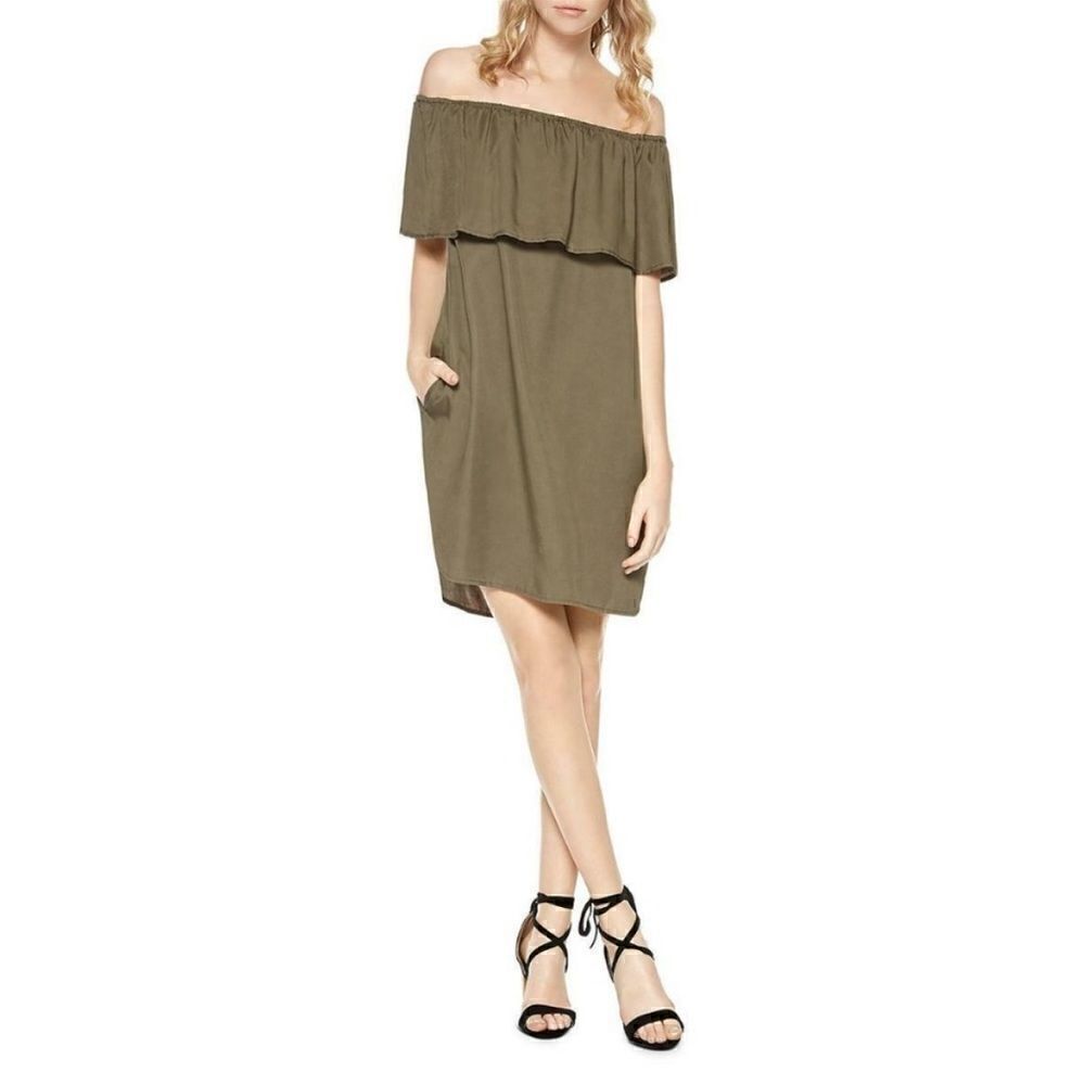 Sanctuary Women Off-Shoulder Casual
Dress in Army Green
